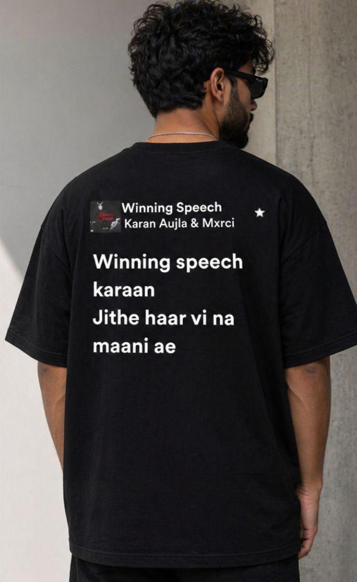 Karan Aujla Winning Speech Oversized Shirt