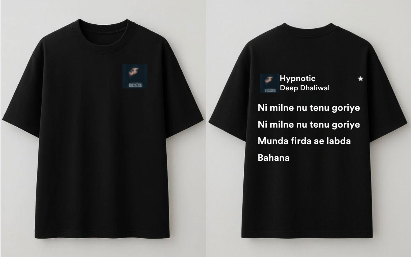 Hypnotic Lyric Tee — Punjabi Song Lines Streetwear